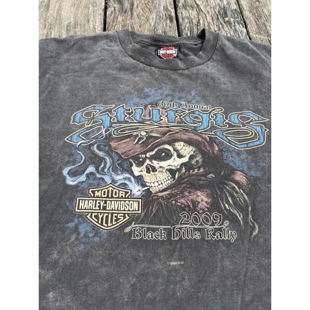 Vintage Faded Harley-Davidson Sturgis Shirt Black Biker Med